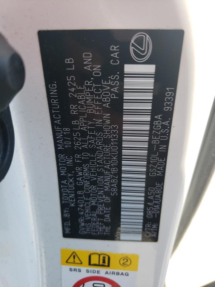 2019 Lexus Es 350 VIN: 58ABZ1B10KU011333 Lot: 71643945