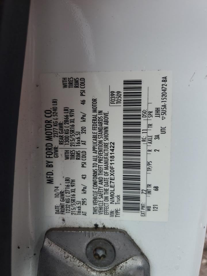 2015 Ford Transit Connect Xl VIN: NM0LE7EX0F1181422 Lot: 84649655
