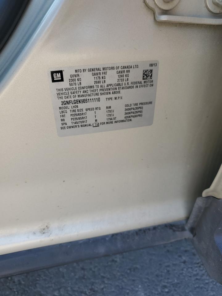 2014 Chevrolet Equinox Lt VIN: 2GNFLGEK9E6111110 Lot: 81121665