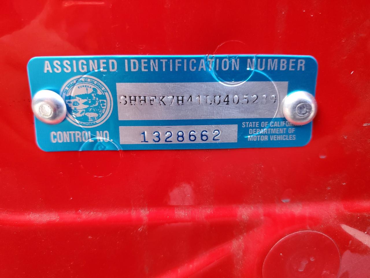 2020 Honda Civic Sport VIN: SHHFK7H41LU405289 Lot: 71722485