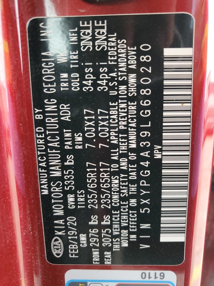 2020 Kia Sorento L VIN: 5XYPG4A39LG680280 Lot: 81449775