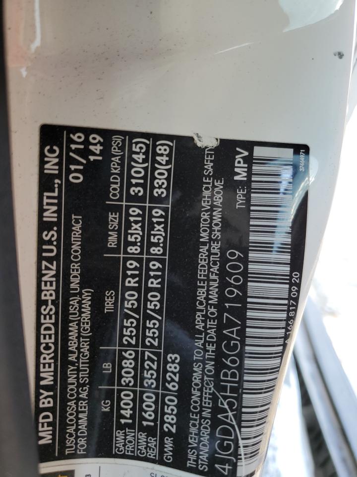 2016 Mercedes-Benz Gle 350 4Matic VIN: 4JGDA5HB6GA719609 Lot: 80181495