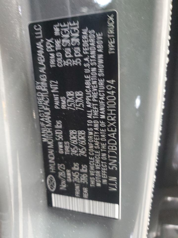 2024 Hyundai Santa Cruz Sel VIN: 5NTJBDAEXRH100494 Lot: 81604825