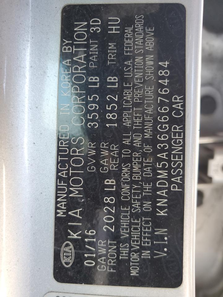2016 Kia Rio Lx VIN: KNADM5A36G6676484 Lot: 84558245