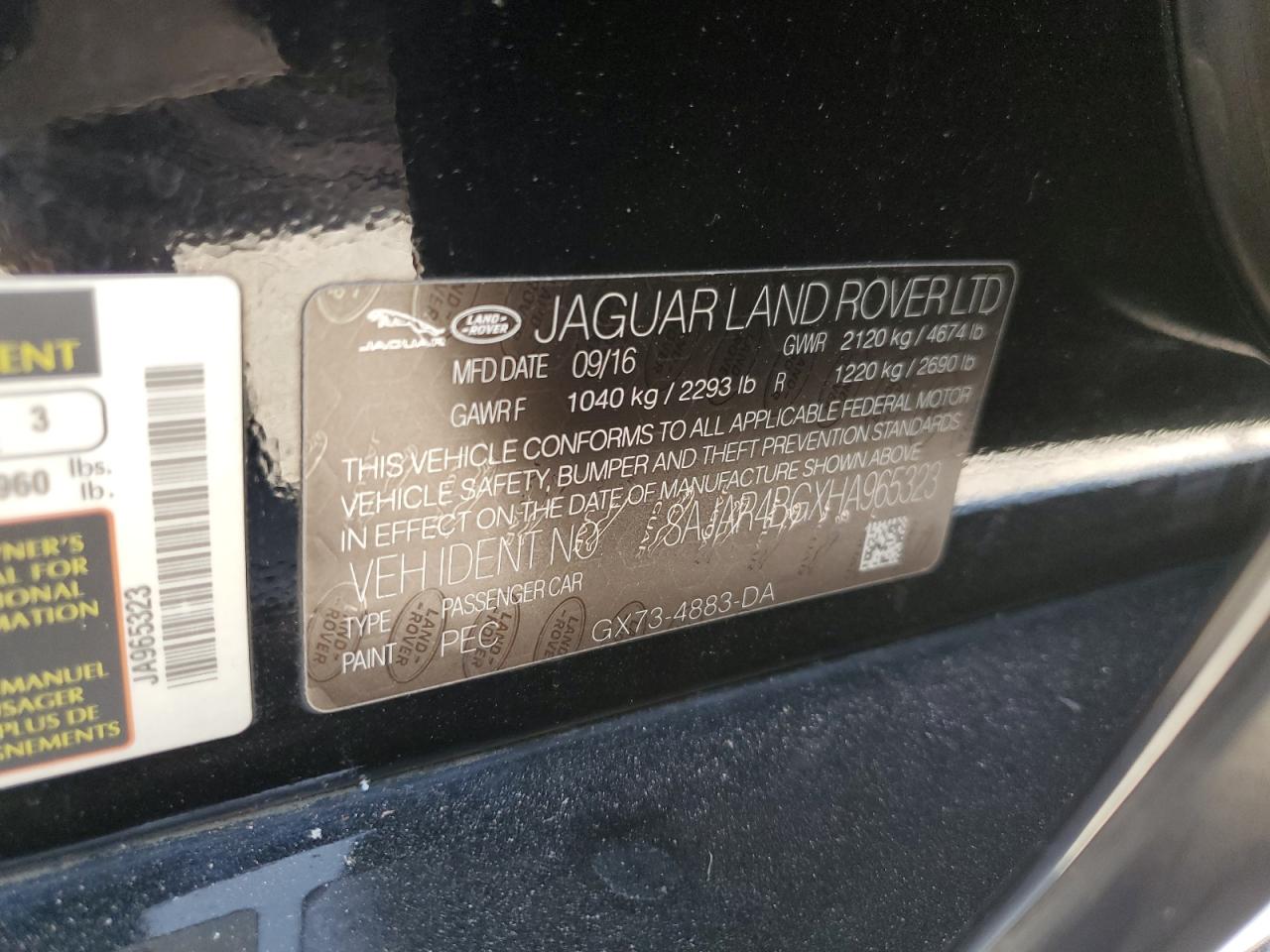 2017 Jaguar Xe VIN: SAJAR4BGXHA965323 Lot: 84471575