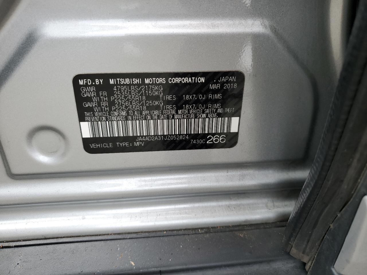 2018 Mitsubishi Outlander Es VIN: JA4AD2A31JZ052824 Lot: 80128485