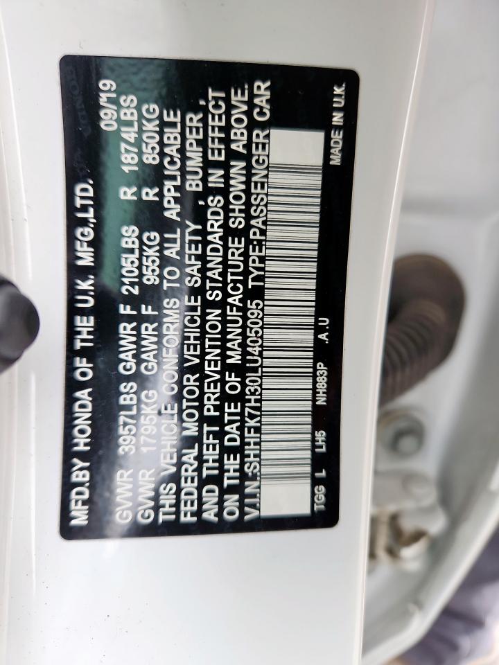 2020 Honda Civic Lx VIN: SHHFK7H30LU405095 Lot: 81066815