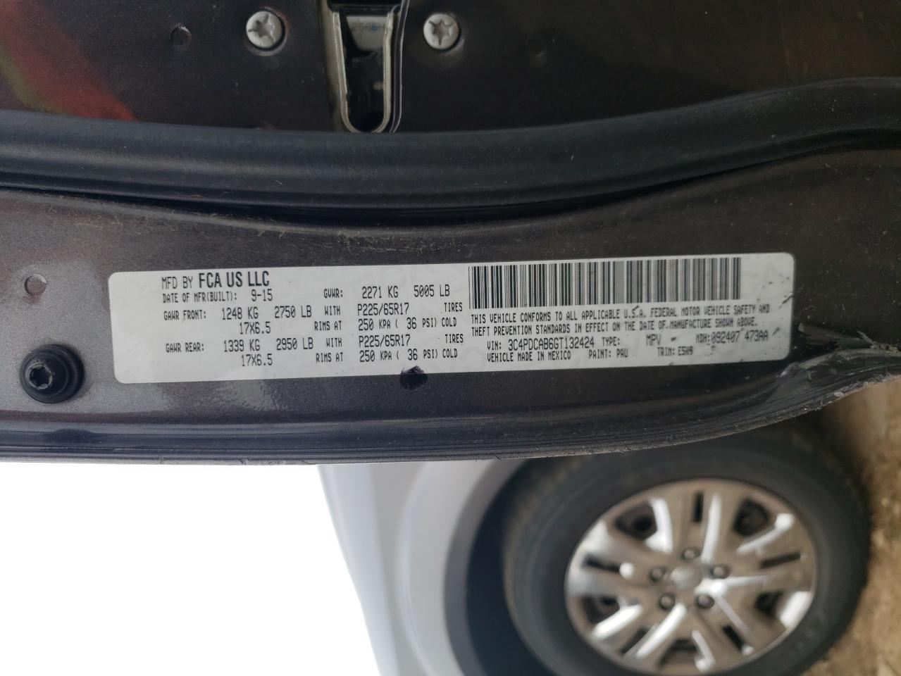 2016 Dodge Journey Se VIN: 3C4PDCAB6GT132424 Lot: 91849665