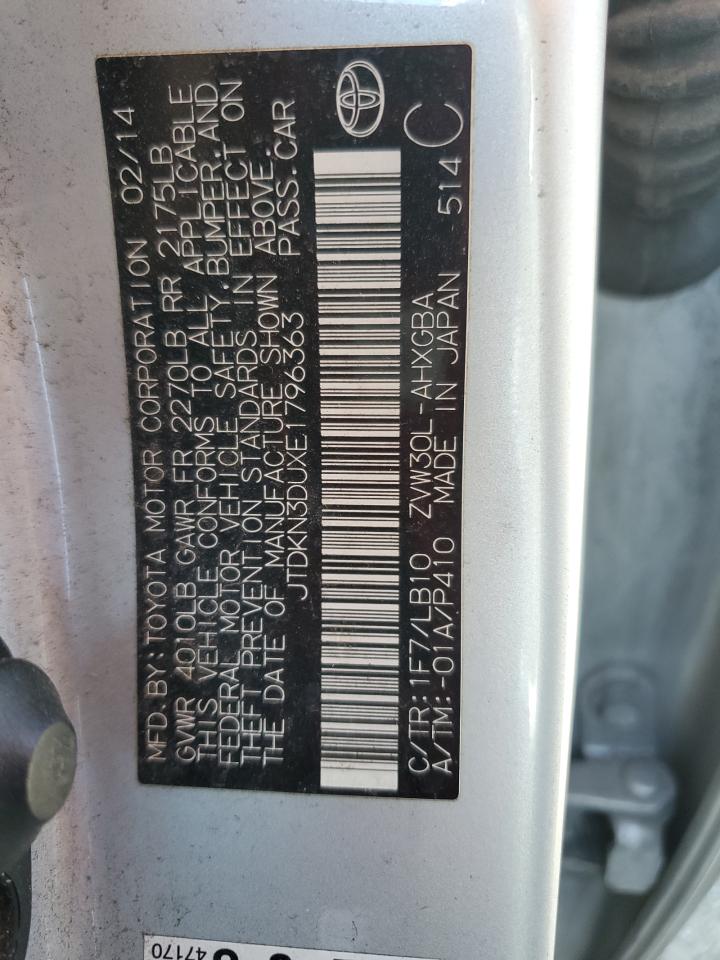 2014 Toyota Prius VIN: JTDKN3DUXE1796363 Lot: 81180205