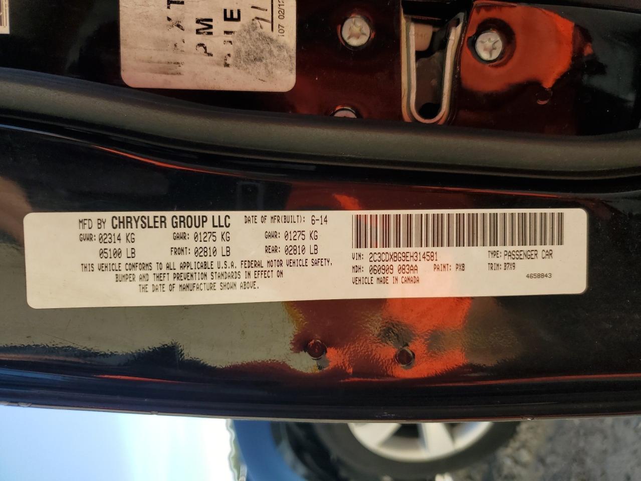 2014 Dodge Charger Se VIN: 2C3CDXBG9EH314581 Lot: 72027175