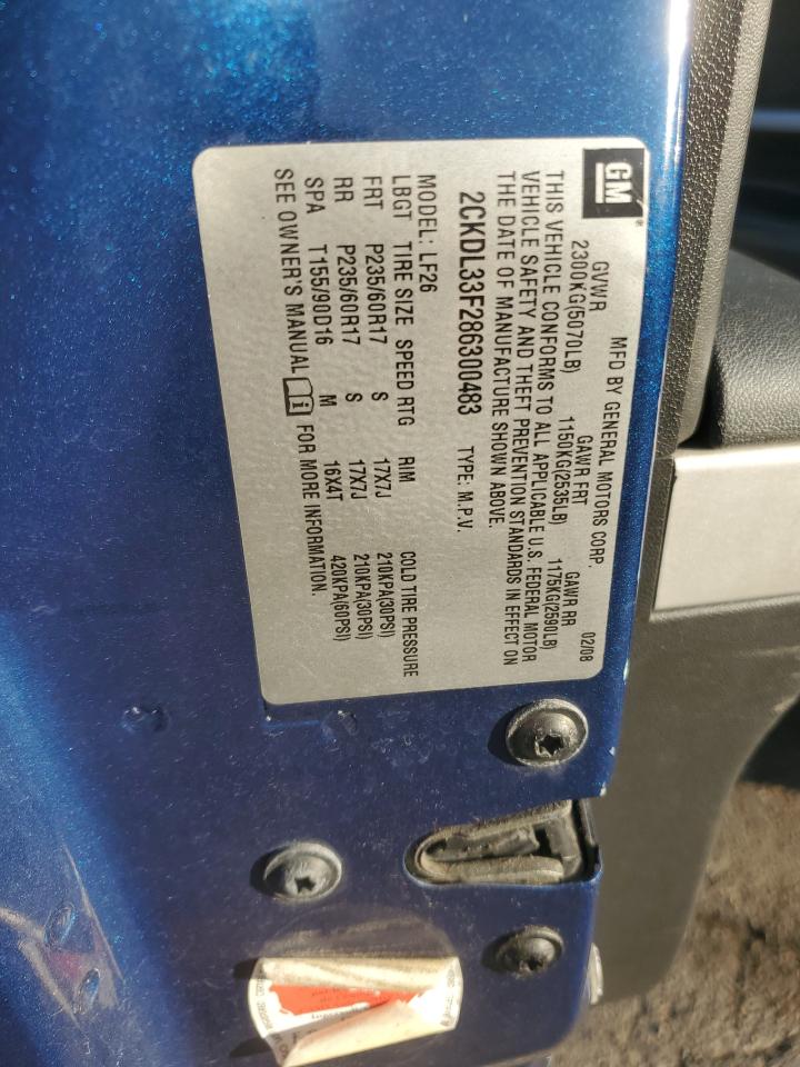 2008 Pontiac Torrent VIN: 2CKDL33F286300483 Lot: 83963475