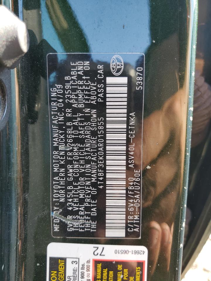 2010 Toyota Camry Base VIN: 4T4BF3EK0AR015855 Lot: 83775715