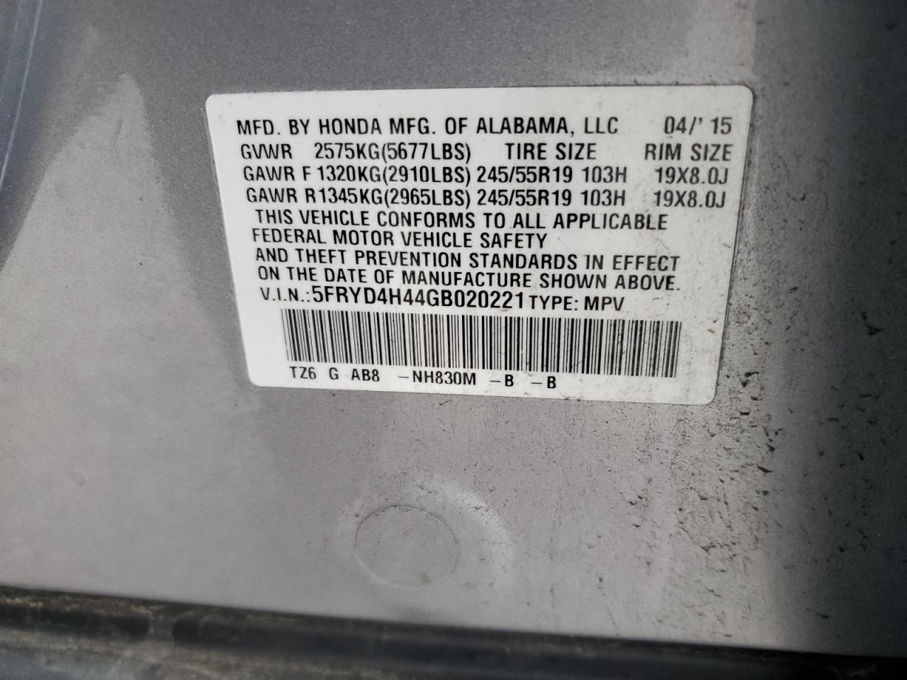 2016 Acura Mdx Technology VIN: 5FRYD4H44GB020221 Lot: 83844815