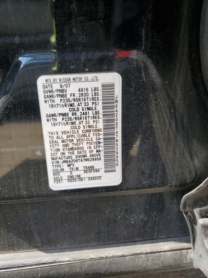 2007 Nissan Murano Sl VIN: JN8AZ08T47W529956 Lot: 80159255