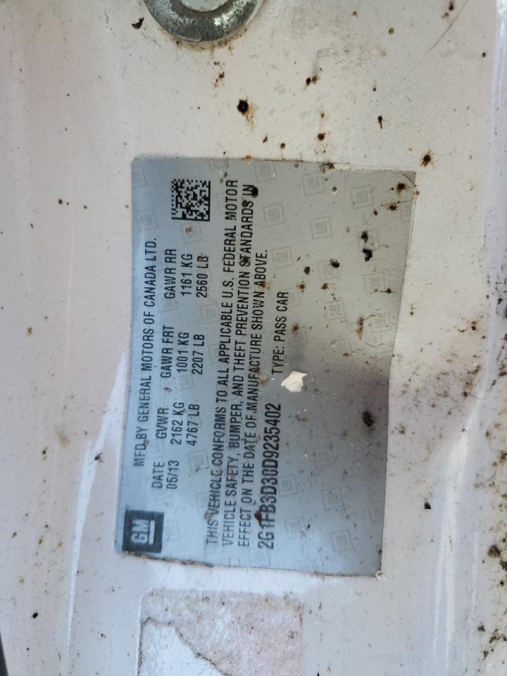 2013 Chevrolet Camaro Lt VIN: 2G1FB3D30D9235402 Lot: 72096255