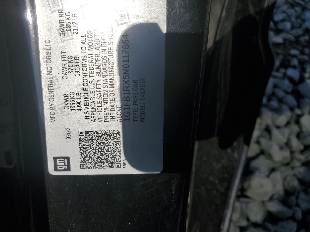 2022 Chevrolet Camaro Ls VIN: 1G1FB1RX5N0117664 Lot: 80620015