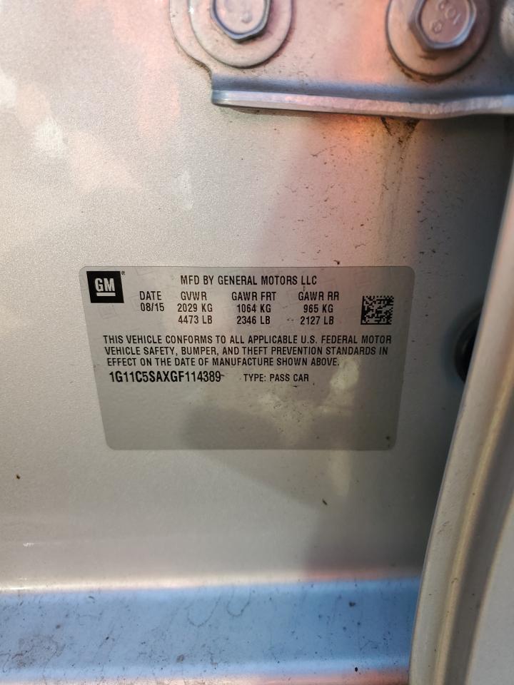 2016 Chevrolet Malibu Limited Lt VIN: 1G11C5SAXGF114389 Lot: 81495015