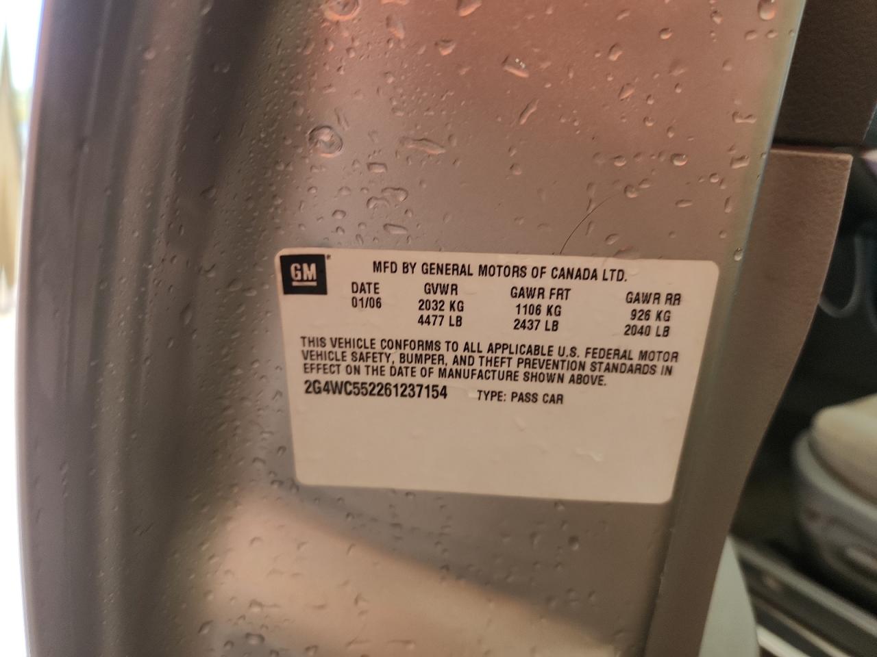 2006 Buick Lacrosse Cx VIN: 2G4WC552261237154 Lot: 84618805