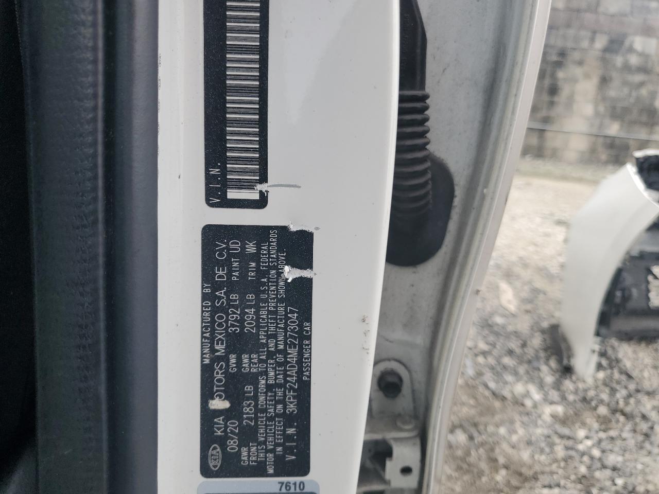 2021 Kia Forte Fe VIN: 3KPF24AD4ME273047 Lot: 80996535