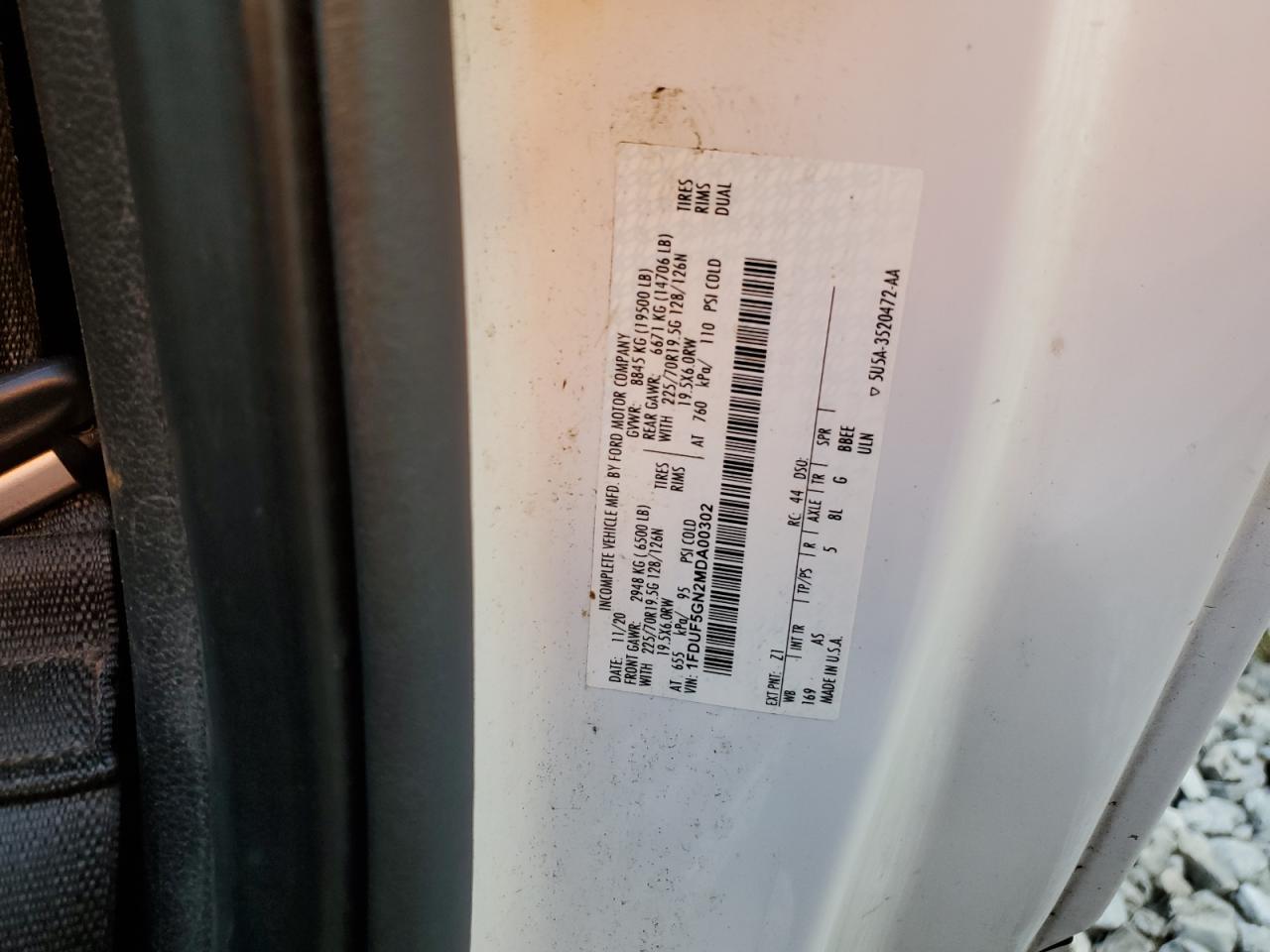 2021 Ford F550 Super Duty VIN: 1FDUF5GN2MDA00302 Lot: 84614965