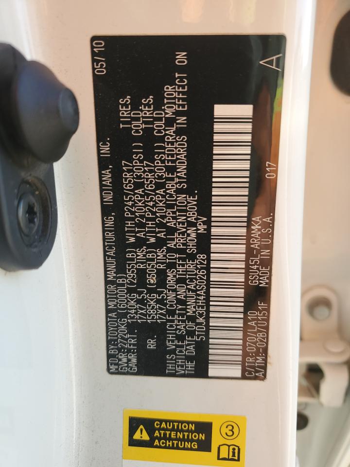 2010 Toyota Highlander Se VIN: 5TDJK3EH4AS026128 Lot: 81643015