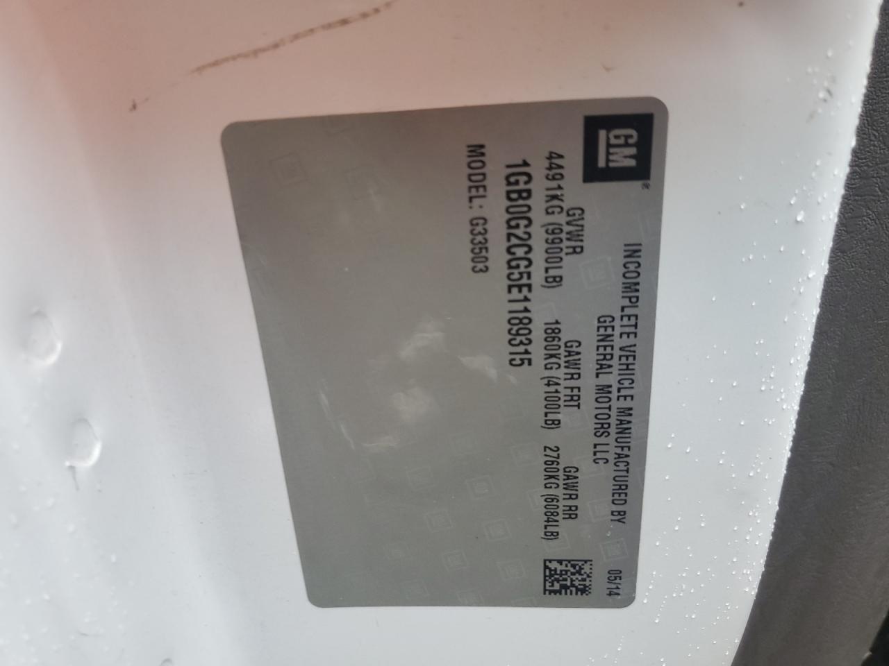 2014 Chevrolet Express G3500 VIN: 1GB0G2CG5E1189315 Lot: 71389955