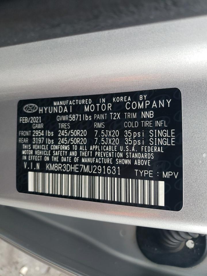 2021 Hyundai Palisade Sel VIN: KM8R3DHE7MU291631 Lot: 81674885