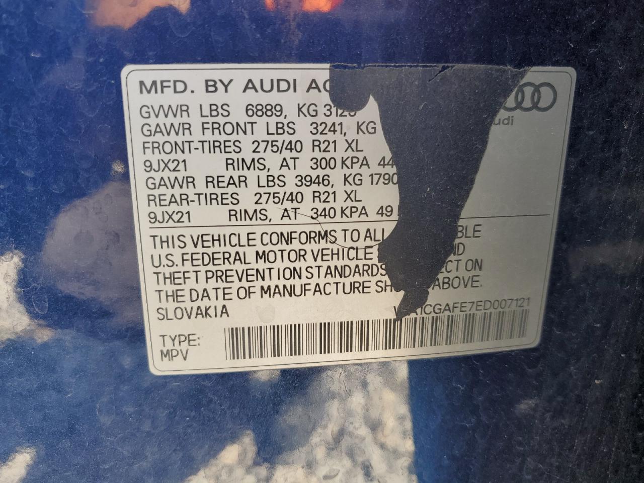 2014 Audi Q7 Premium VIN: WA1CGAFE7ED007121 Lot: 80675385