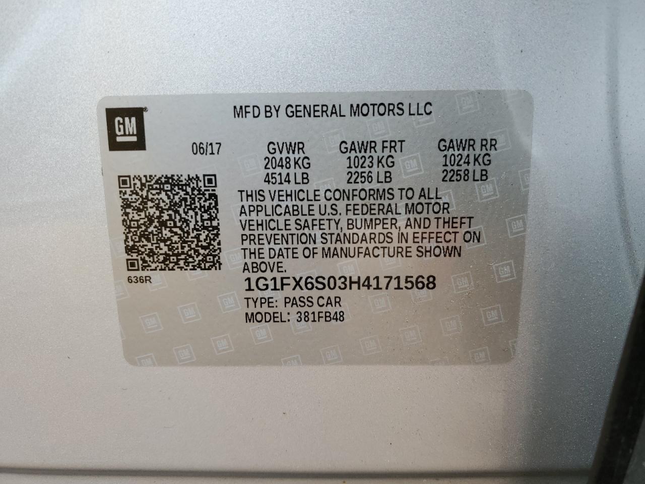 2017 Chevrolet Bolt Ev Premier VIN: 1G1FX6S03H4171568 Lot: 71489705