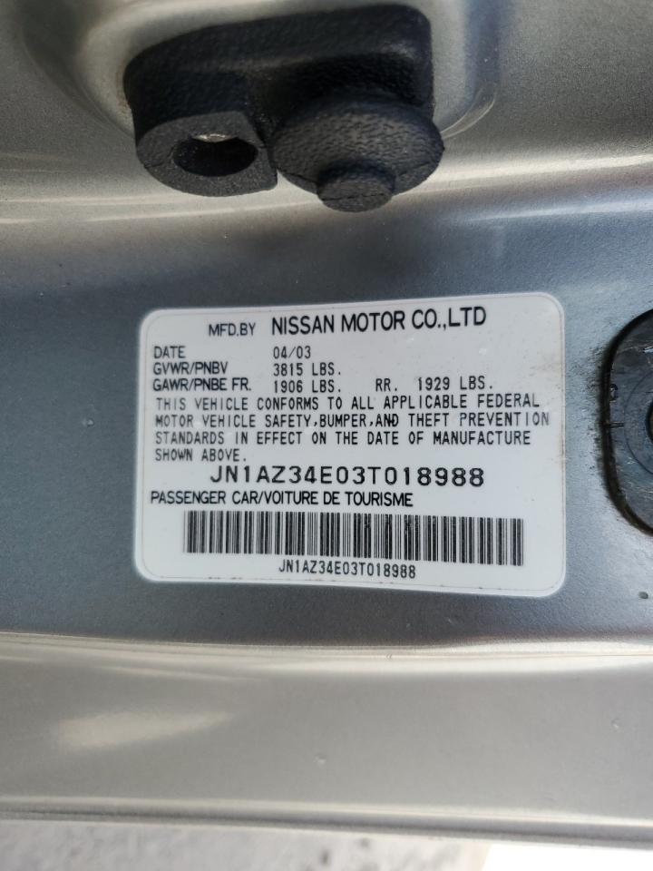 2003 Nissan 350Z Coupe VIN: JN1AZ34E03T018988 Lot: 81269125