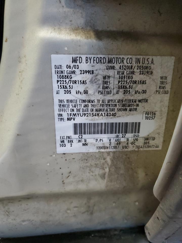 2004 Ford Escape Xls VIN: 1FMYU92154KA14340 Lot: 80778745