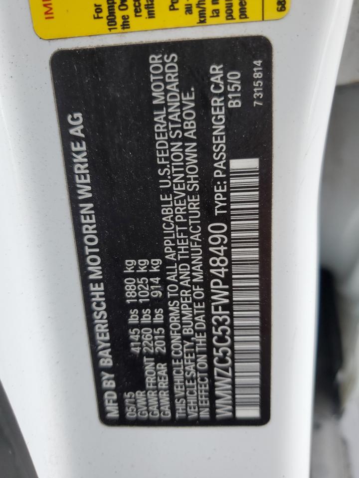 2015 Mini Cooper S Countryman VIN: WMWZC5C53FWP48490 Lot: 81062595