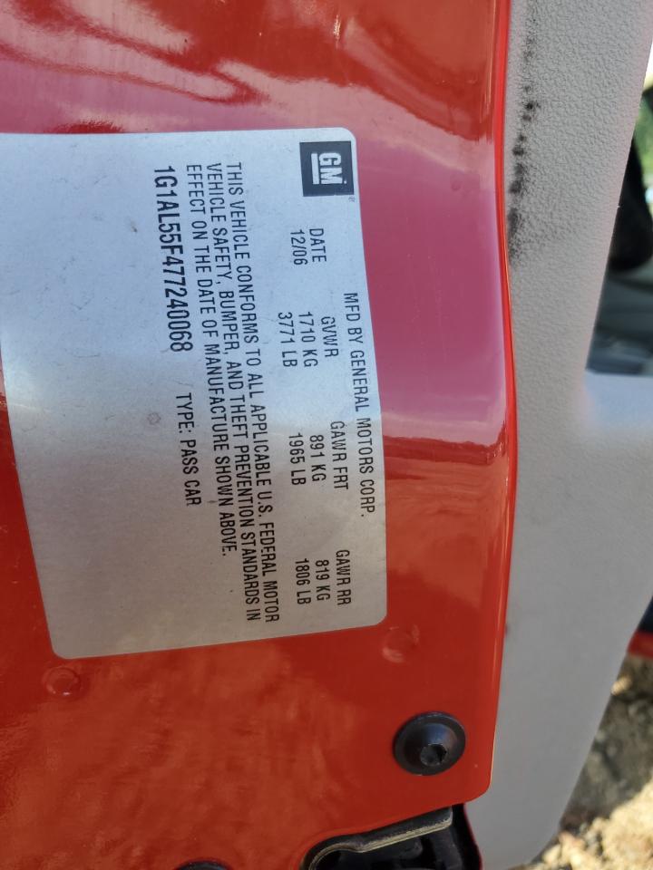 2007 Chevrolet Cobalt Lt VIN: 1G1AL55F477240068 Lot: 84417025