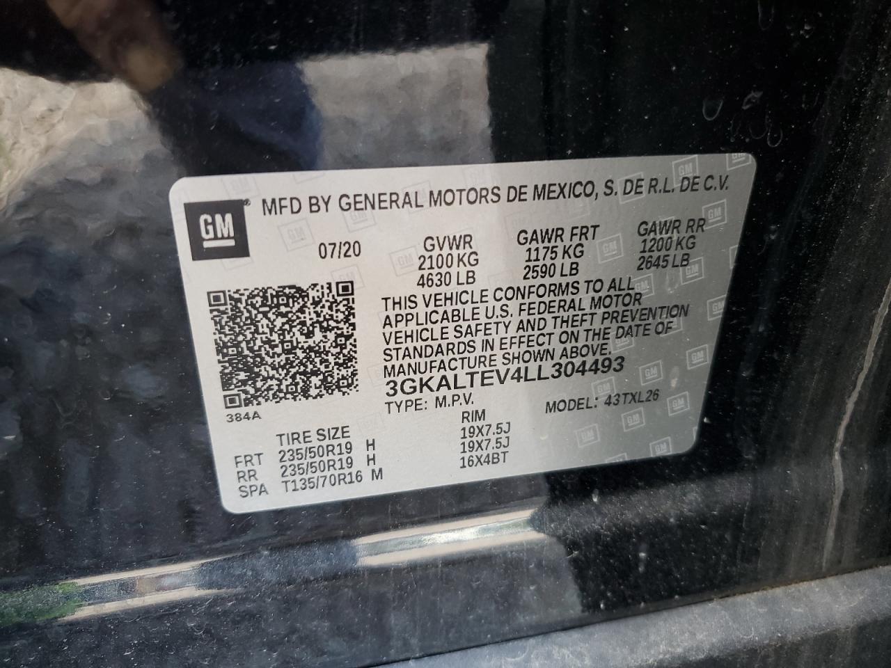 2020 GMC Terrain Sle VIN: 3GKALTEV4LL304493 Lot: 80999475