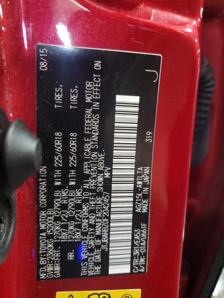 2015 Lexus Nx 200T VIN: JTJBARBZ0F2042457 Lot: 80192925