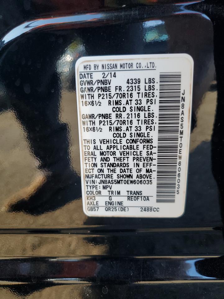 2014 Nissan Rogue Select S VIN: JN8AS5MT0EW606035 Lot: 72089425