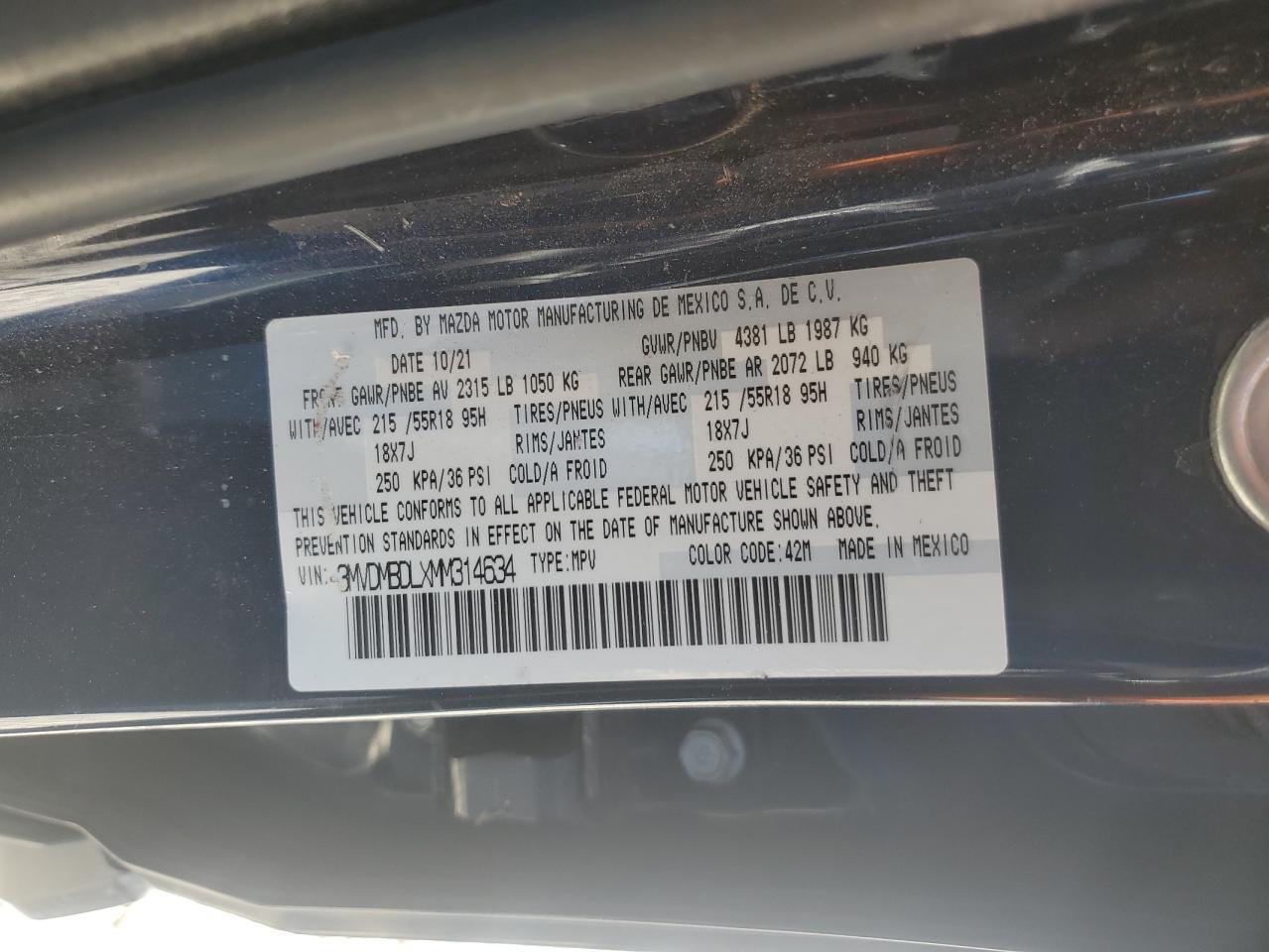 2021 Mazda Cx-30 Premium VIN: 3MVDMBDLXMM314634 Lot: 80293825