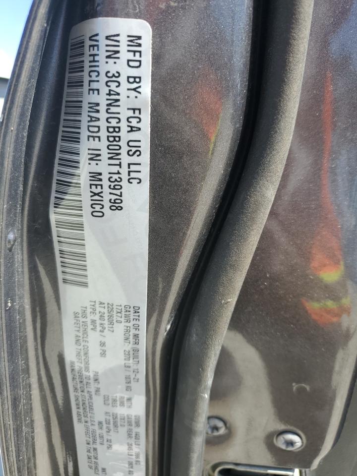 2022 Jeep Compass Latitude VIN: 3C4NJCBB0NT139798 Lot: 89486505