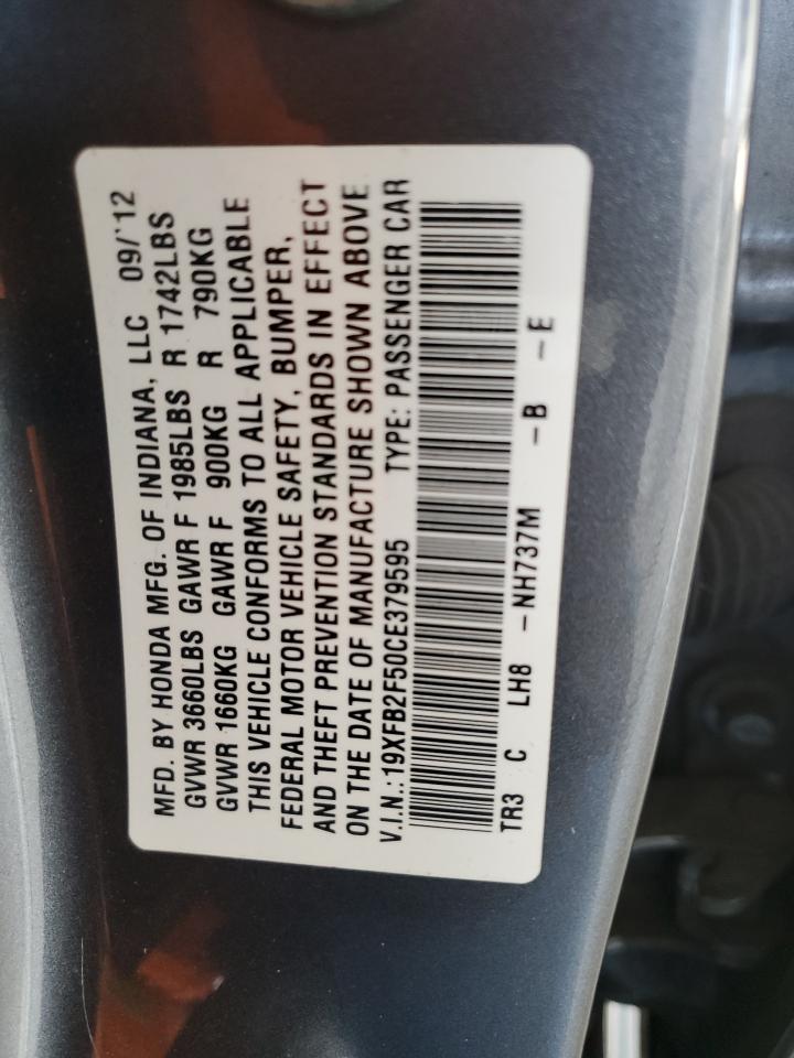 2012 Honda Civic Lx VIN: 19XFB2F50CE379595 Lot: 81917365