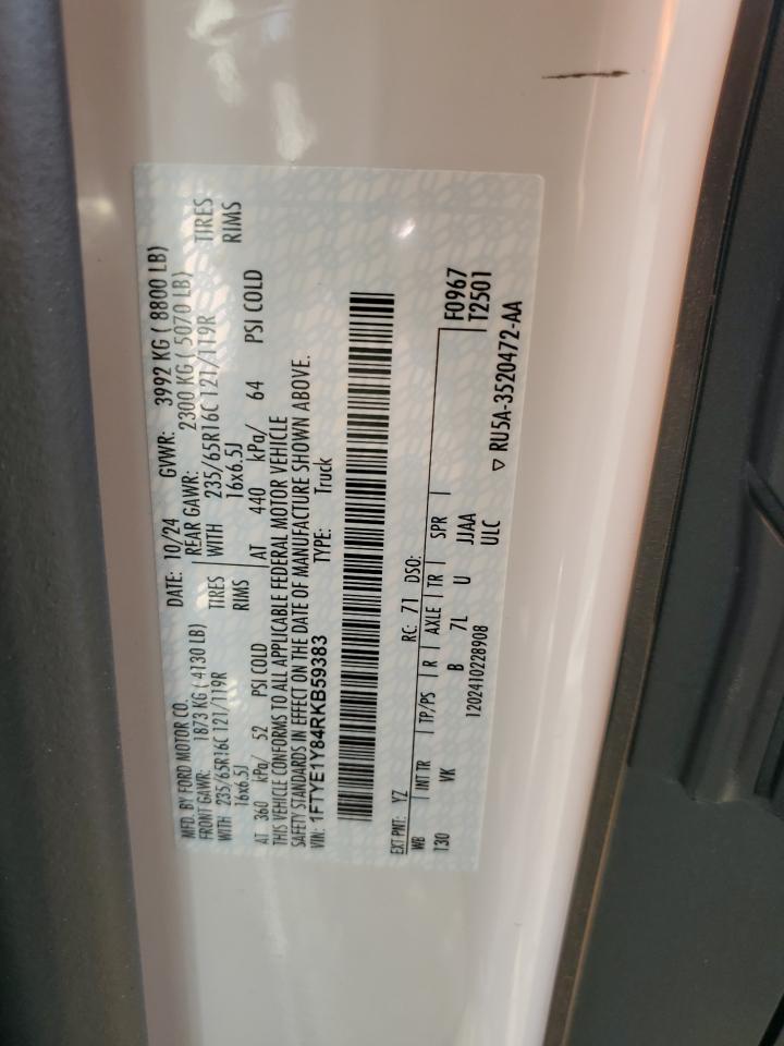 2024 Ford Transit T-150 VIN: 1FTYE1Y84RKB59383 Lot: 70874885
