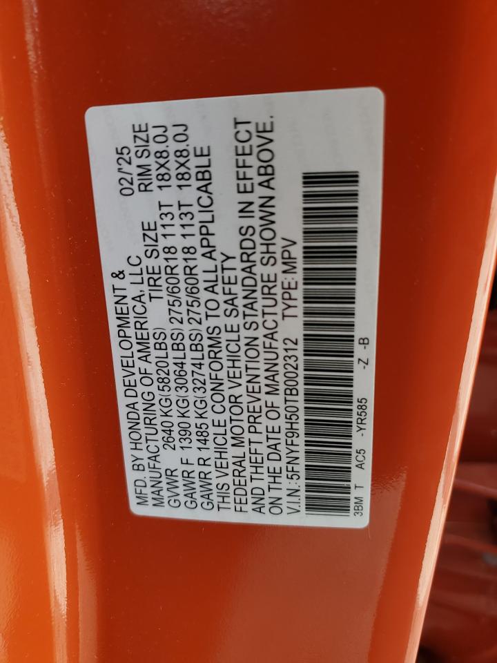 2026 Honda Passport Trail Sport VIN: 5FNYF9H50TB002312 Lot: 84472915