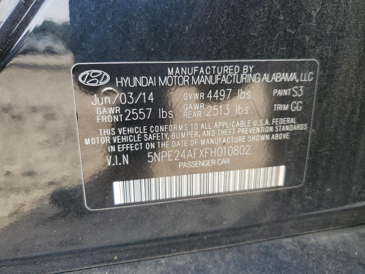 2015 Hyundai Sonata Se VIN: 5NPE24AFXFH010802 Lot: 80144355