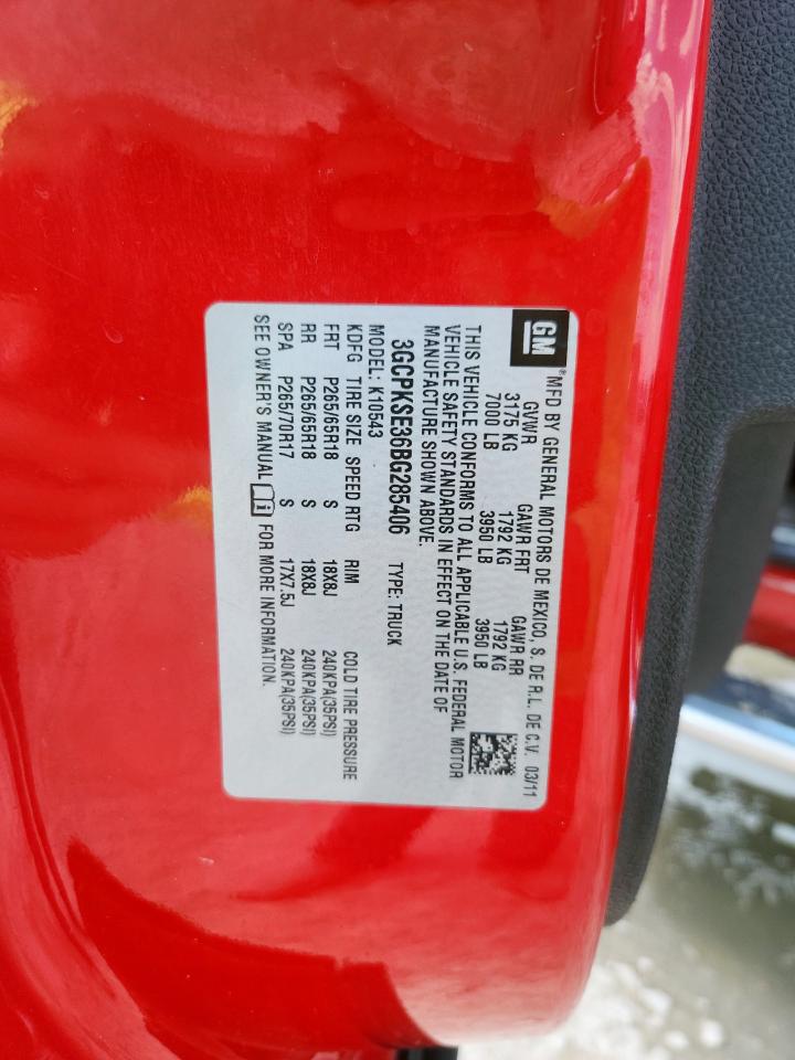 2011 Chevrolet Silverado K1500 Lt VIN: 3GCPKSE36BG285406 Lot: 72040615