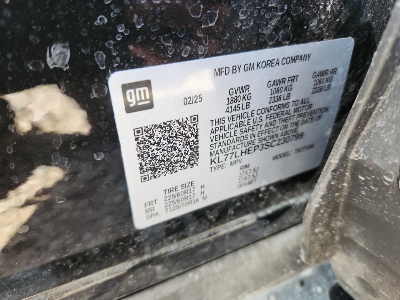 2025 Chevrolet Trax 1Lt VIN: KL77LHEP3SC230799 Lot: 80513815