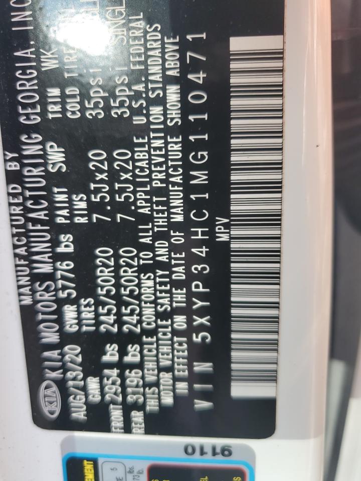 2021 Kia Telluride Ex VIN: 5XYP34HC1MG110471 Lot: 71850865