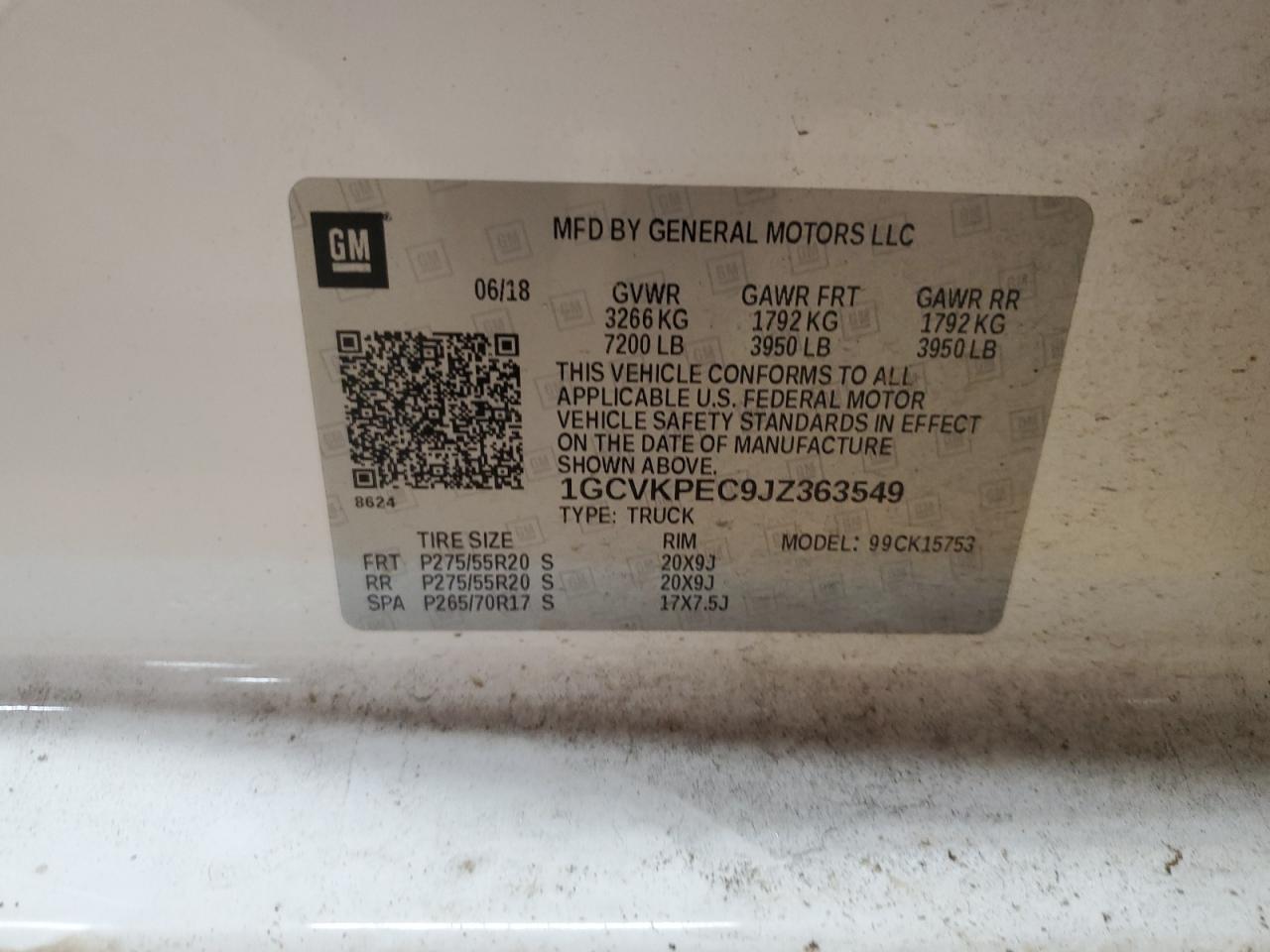 2018 Chevrolet Silverado K1500 Custom VIN: 1GCVKPEC9JZ363549 Lot: 81939075