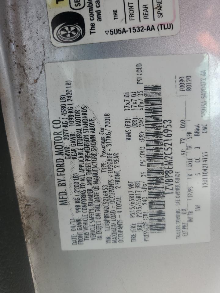 2012 Ford Mustang VIN: 1ZVBP8EM2C5216953 Lot: 84375175