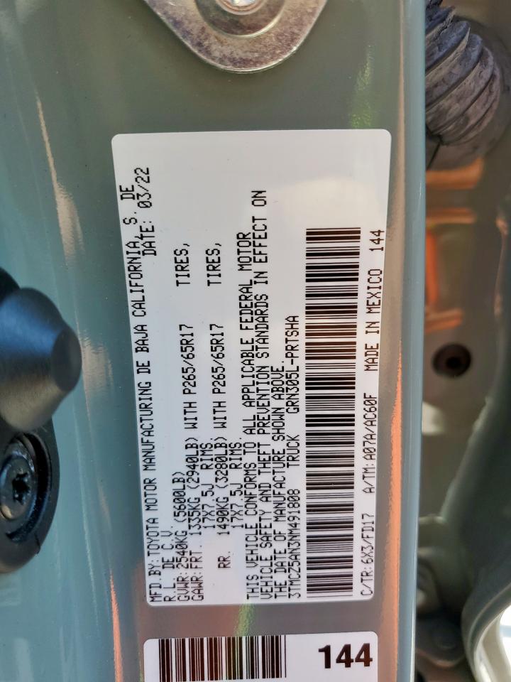 2022 Toyota Tacoma Double Cab VIN: 3TMCZ5AN3NM491808 Lot: 80552335