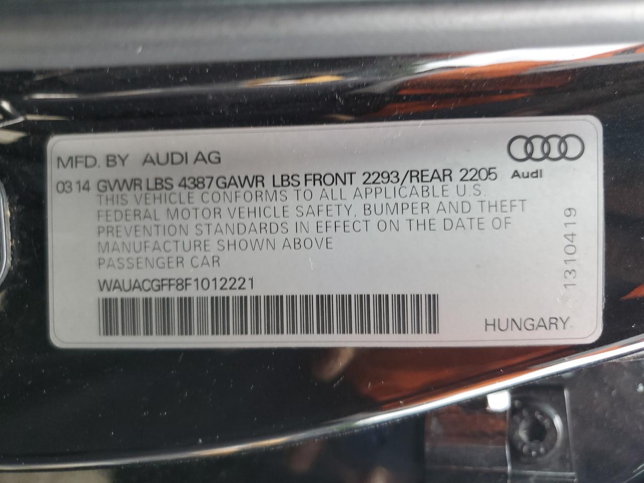 2015 Audi A3 Premium VIN: WAUACGFF8F1012221 Lot: 81092525