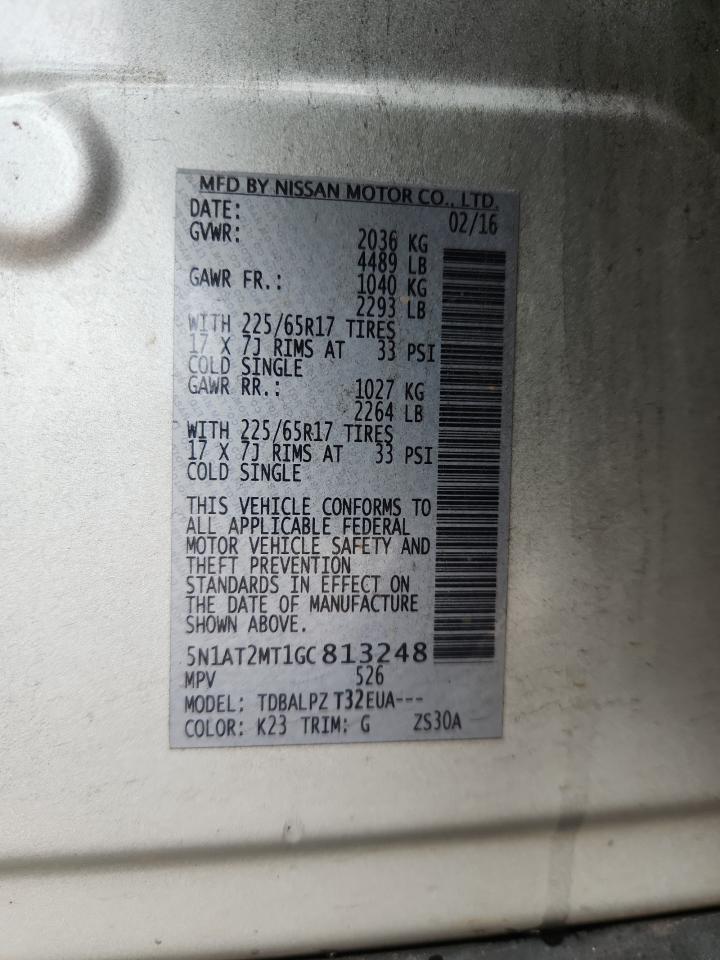 2016 Nissan Rogue S VIN: 5N1AT2MT1GC813248 Lot: 70952675